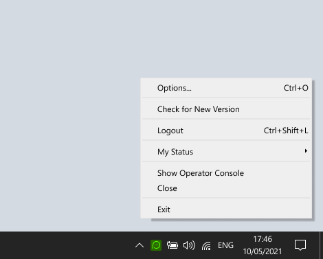 Agent application minimization to Windows system tray